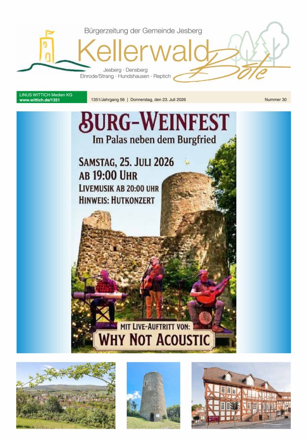 Kellerwaldbote - Bürgerzeitung der Gemeinde Jesberg Titelblatt 30/2026