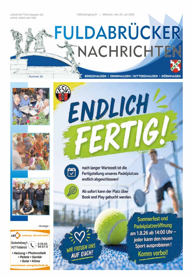 Fuldabrücker Nachrichten Titelblatt 30/2026