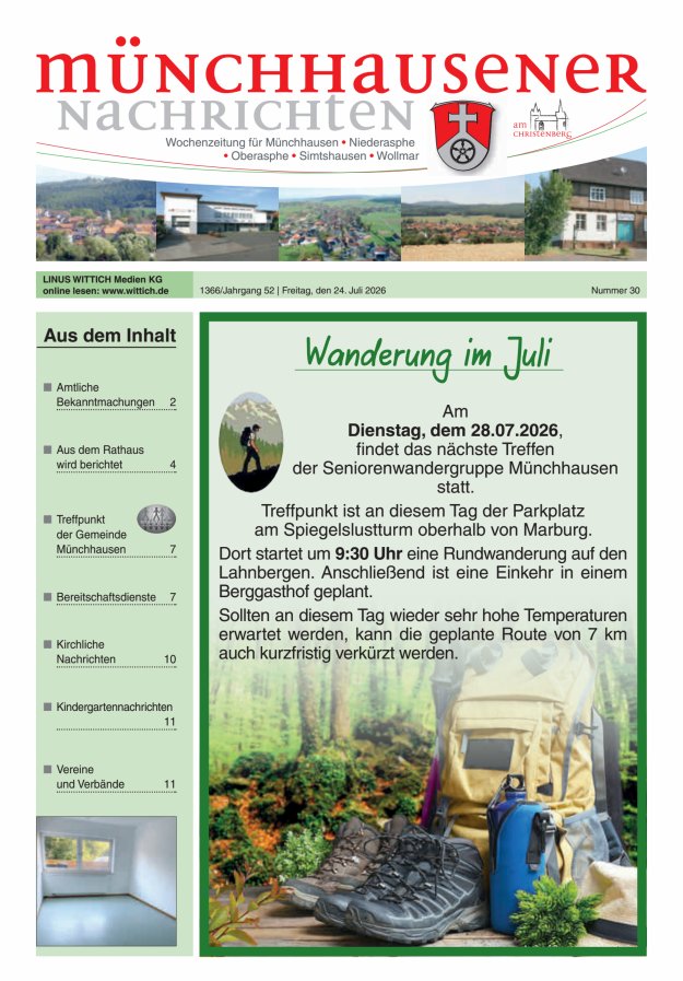 Münchhausener Nachrichten Titelblatt 30/2026