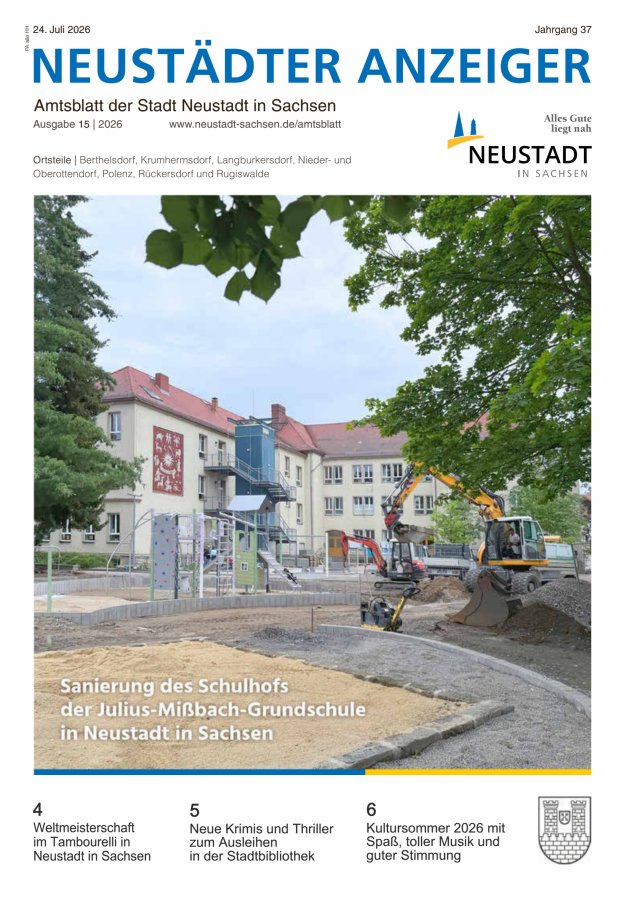 Neustädter Anzeiger - Amts- und Heimatblatt der Stadt Neustadt in Sachsen Titelblatt 15/2026