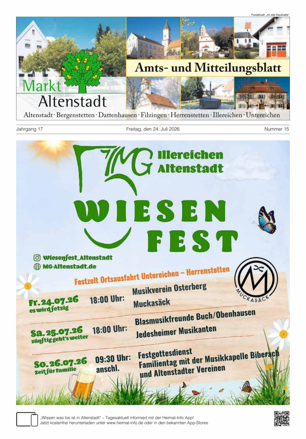 Amts- und Mitteilungsblatt des Marktes Altenstadt Titelblatt 15/2026