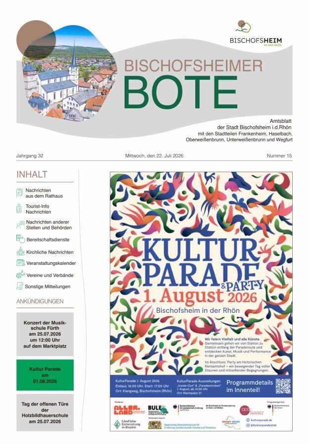 Bischofsheimer Bote Titelblatt 15/2026