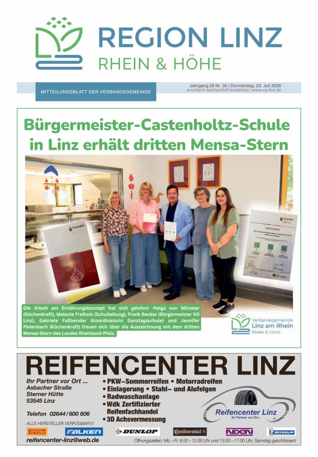 Unsere Verbandsgemeinde Linz am Rhein Titelblatt 30/2026