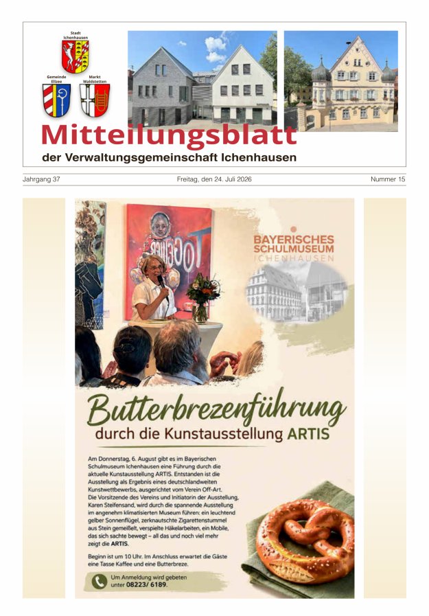Mitteilungsblatt der Verwaltungsgemeinschaft Ichenhausen Titelblatt 15/2026