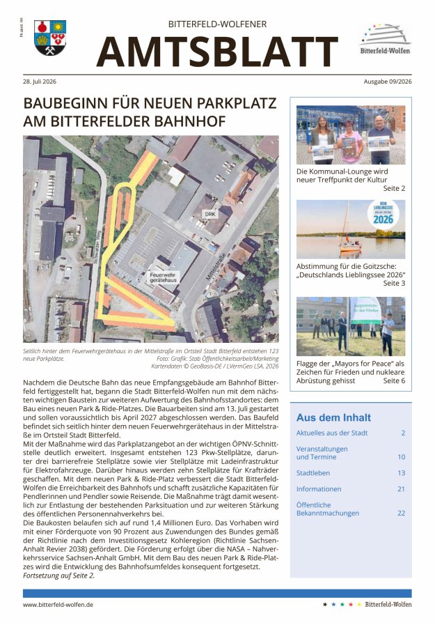 Bitterfeld-Wolfener Amtsblatt Titelblatt 09/2026