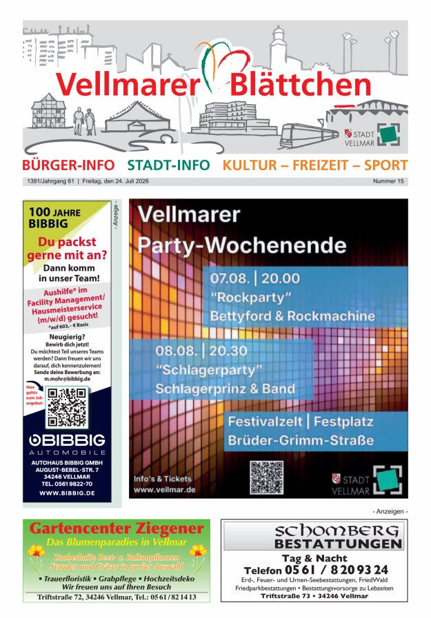 Vellmarer Blättchen Titelblatt 15/2026