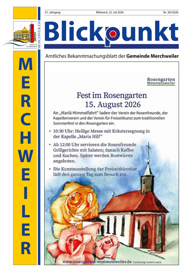 Blickpunkt Merchweiler Titelblatt 30/2026