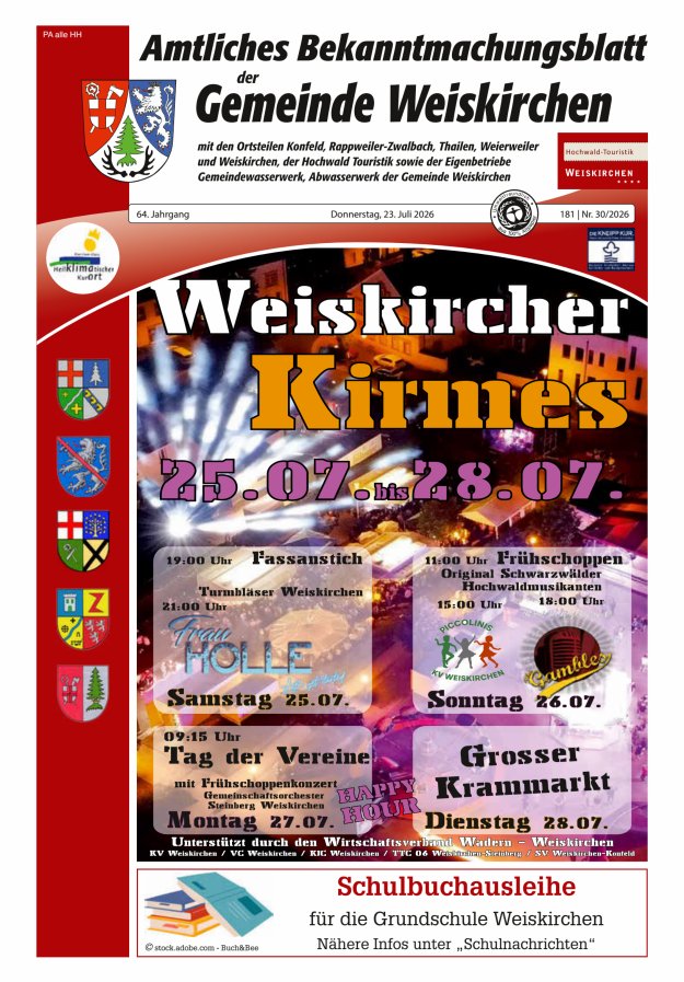 Amtliches Bekanntmachungsblatt der Gemeinde Weiskirchen Titelblatt 30/2026