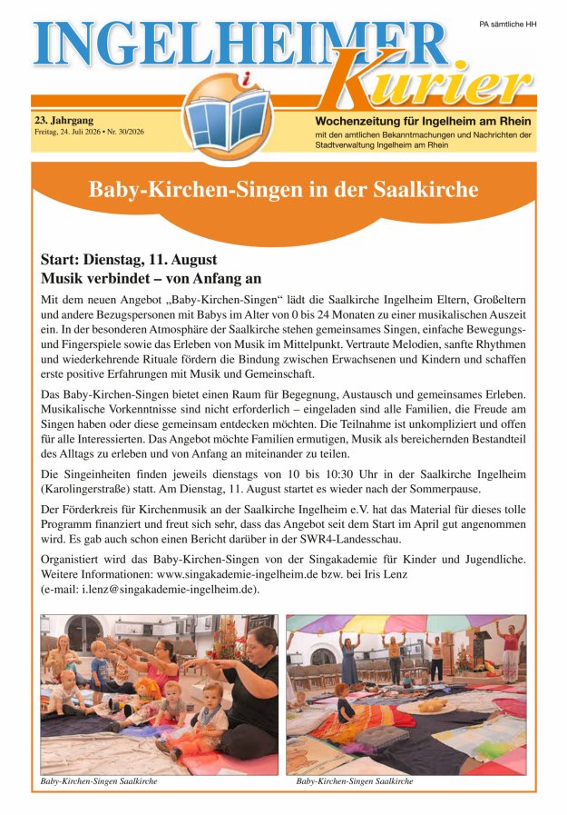 Ingelheimer Kurier Titelblatt 30/2026