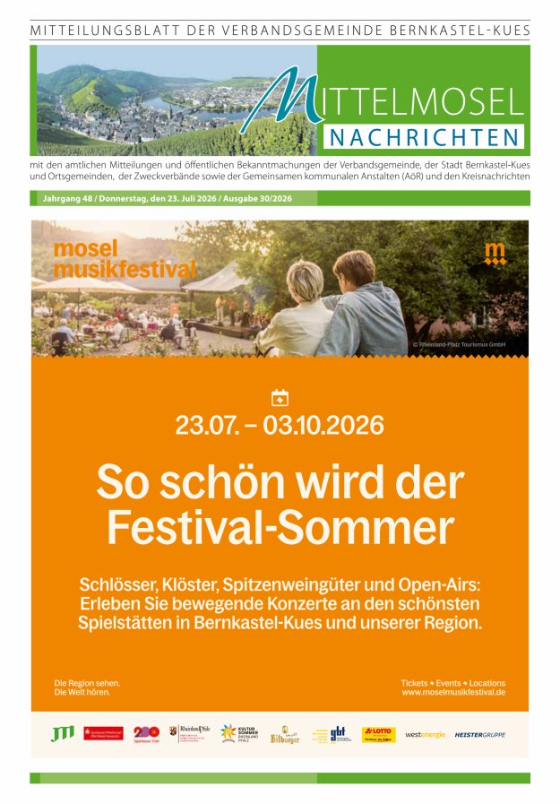 Mittelmosel-Nachrichten VG Bernkastel-Kues Titelblatt 30/2026