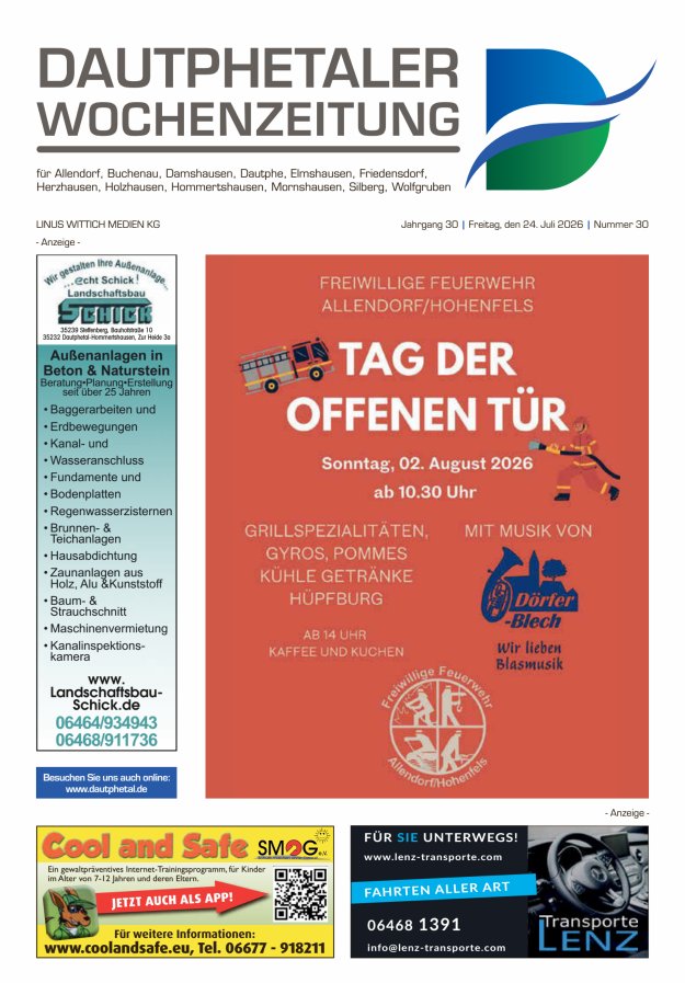 Dautphetaler Wochenzeitung Titelblatt 30/2026