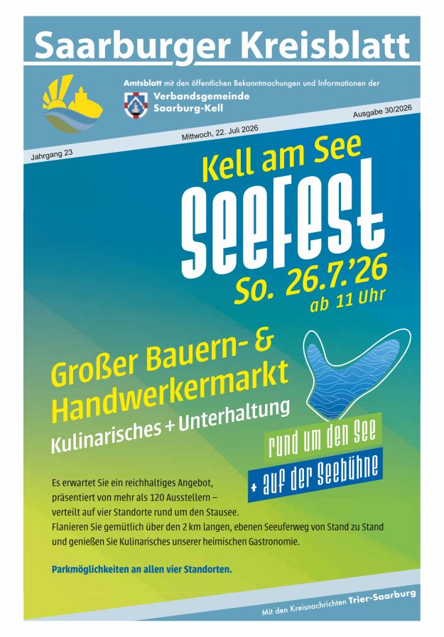 Saarburger Kreisblatt Titelblatt 30/2026