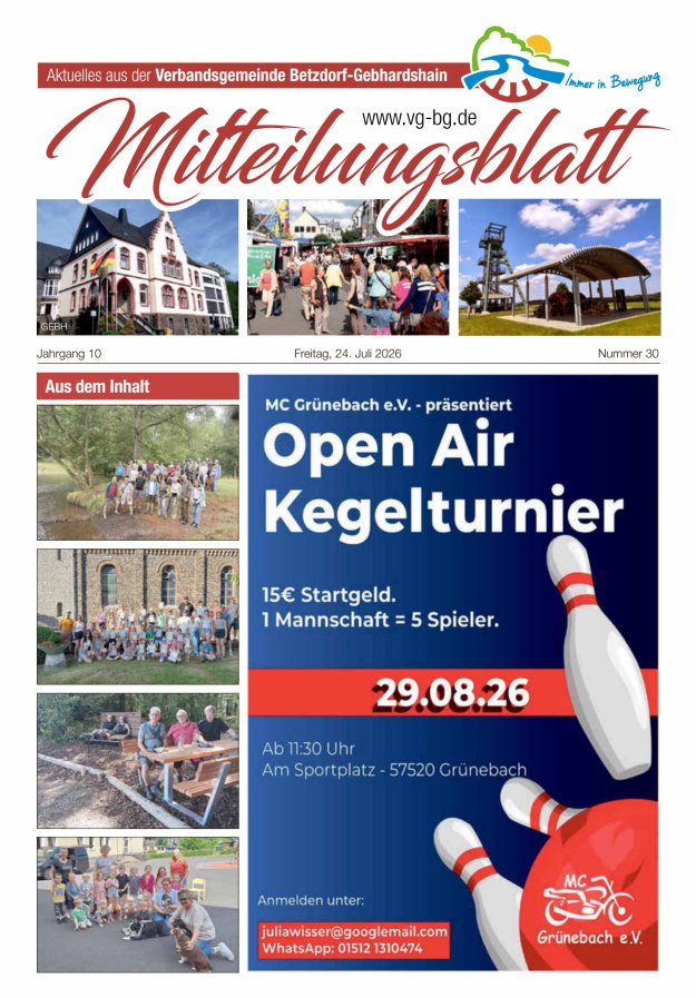 Aktuelles aus der VG Betzdorf-Gebhardshain Ausgabe Gebhardshain Titelblatt 30/2026