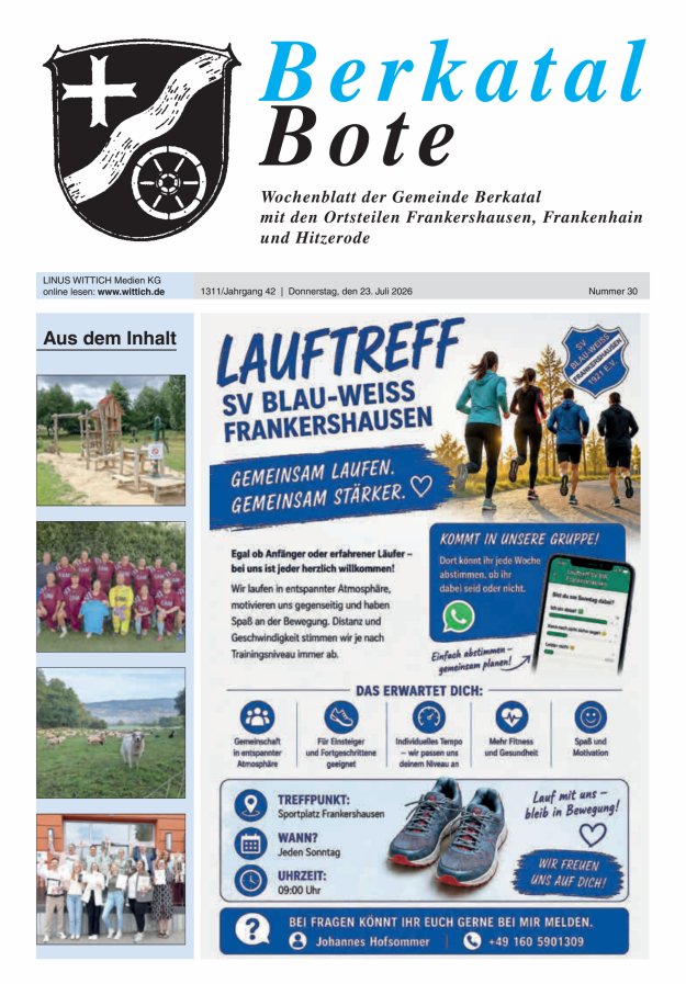 Berkatal Bote Titelblatt 30/2026