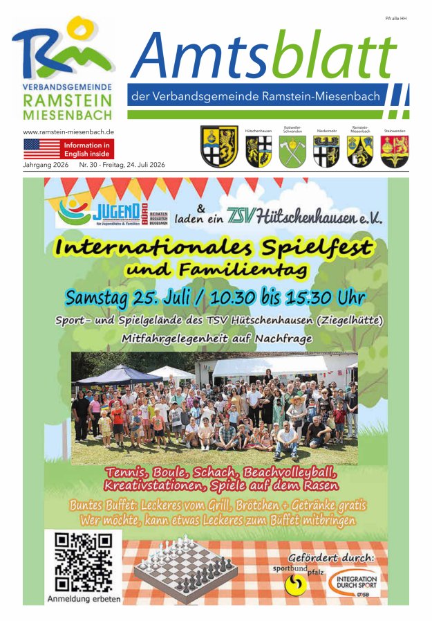 Amtsblatt VG Ramstein-Miesenbach Titelblatt 30/2026