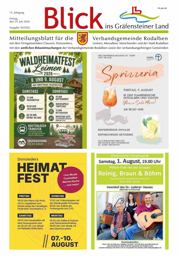 Blick ins Gräfensteiner Land VG Rodalben Titelblatt 30/2026