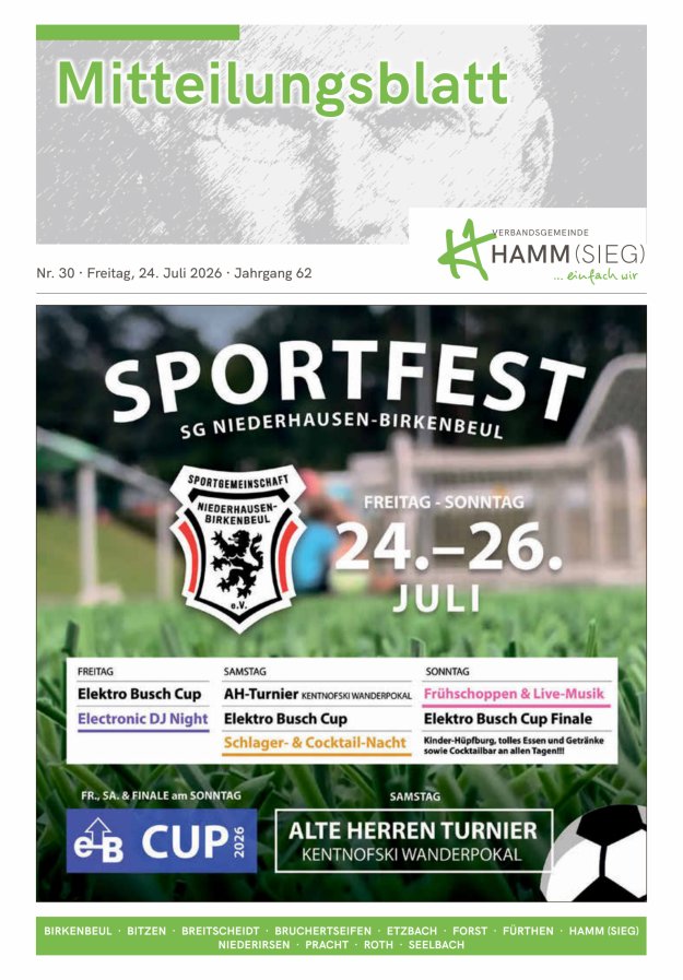 Mitteilungsblatt Hamm (Sieg) Titelblatt 30/2026