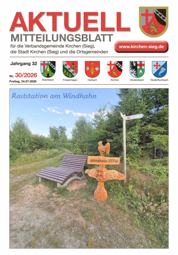 Aktuell - Mitteilungsblatt für die VG Kirchen (Sieg) Titelblatt 30/2026