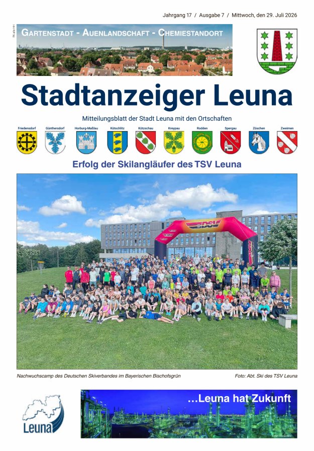 Stadtanzeiger – Mitteilungsblatt der Stadt Leuna mit den Ortschaften Titelblatt 07/2026