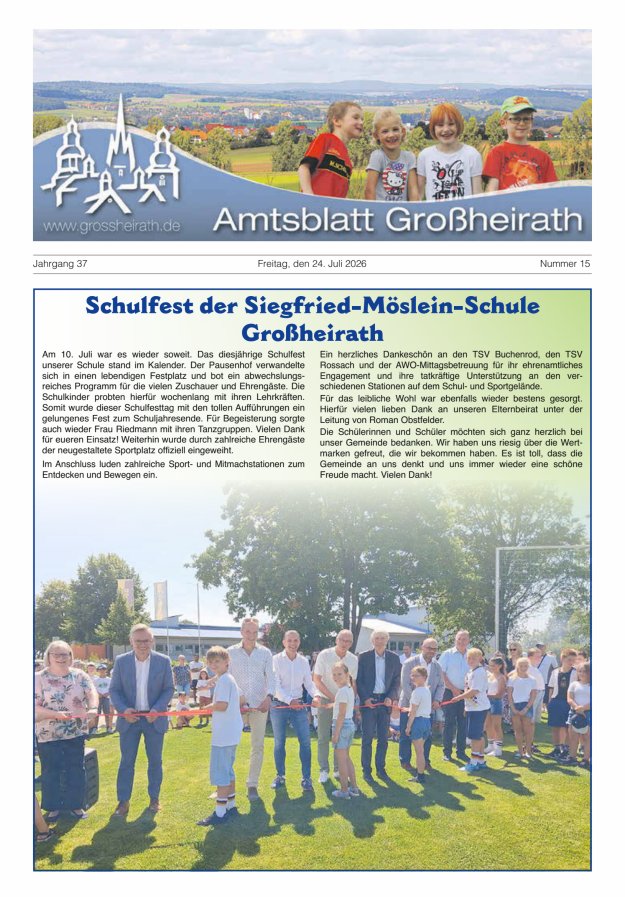 Amtsblatt Großheirath Titelblatt 15/2026