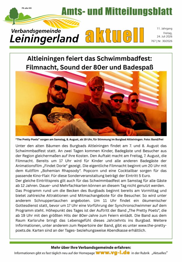 VG Leiningerland aktuell Titelblatt 30/2026