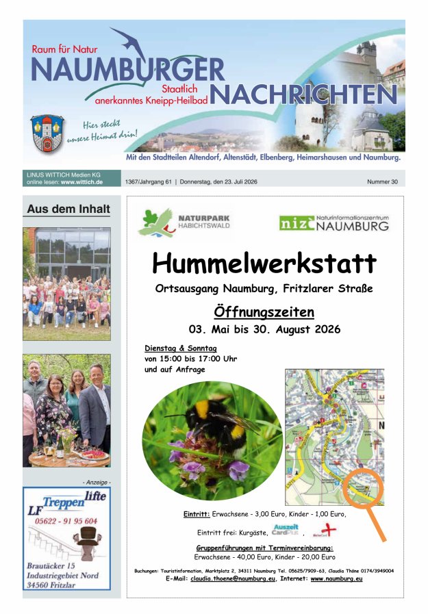 Naumburger Nachrichten Titelblatt 30/2026