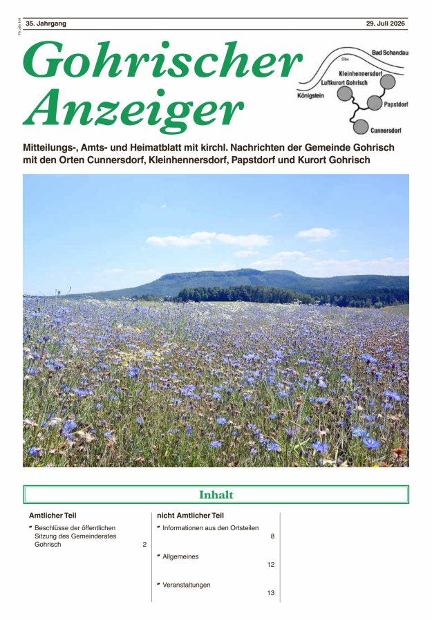 Gohrischer Anzeiger Titelblatt 07/2026