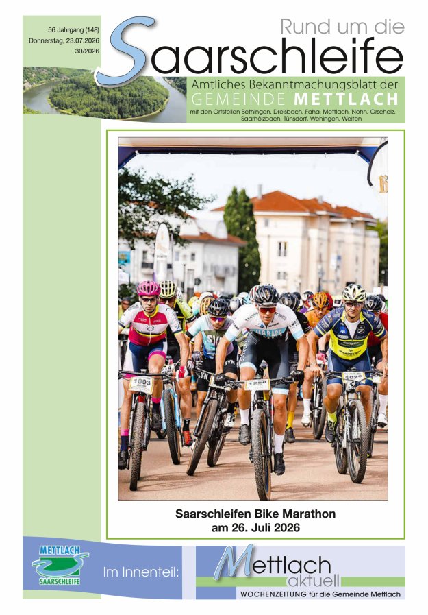 Rund um die Saarschleife Gemeinde Mettlach Titelblatt 30/2026