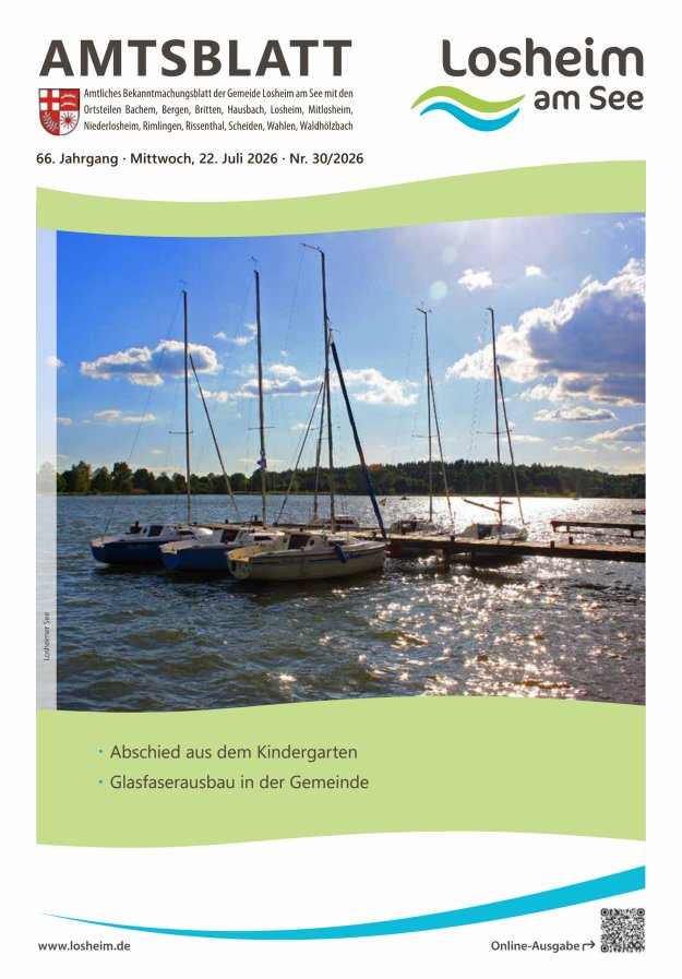 Amtliches Bekanntmachungsblatt der Gemeinde Losheim am See Titelblatt 30/2026