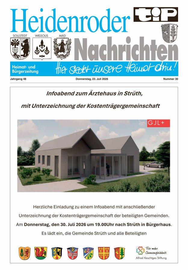 "tip" Heidenroder Nachrichten Titelblatt 30/2026