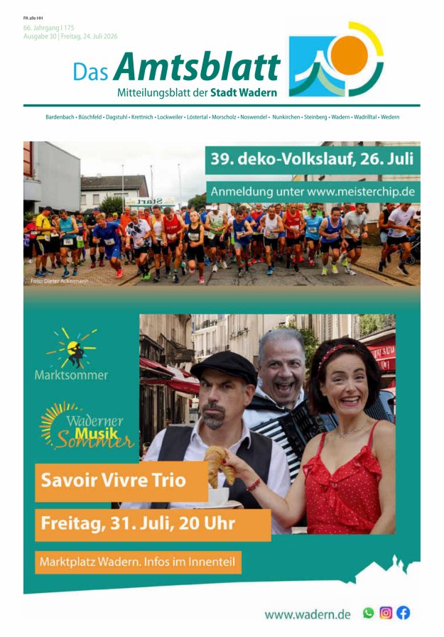 Stadt Wadern Titelblatt 30/2026