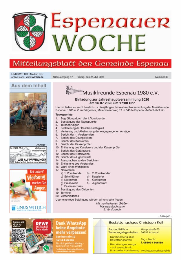 Espenauer Woche Titelblatt 30/2026