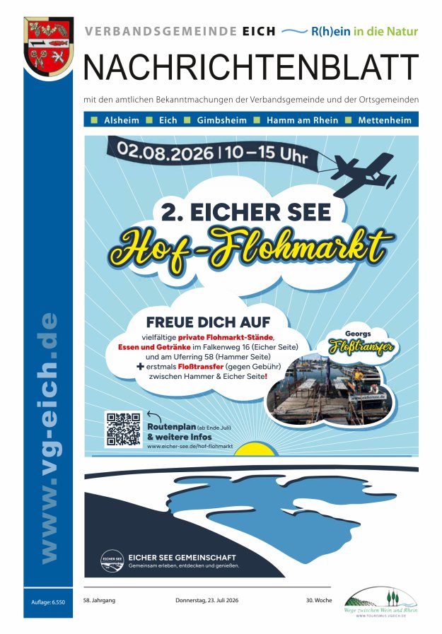 Nachrichtenblatt der VG Eich Titelblatt 30/2026
