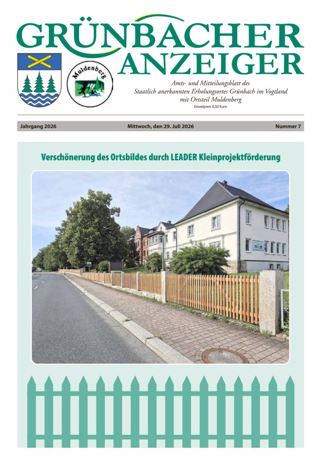 Grünbacher Anzeiger - Amts- und Mitteilungsblatt Titelblatt 07/2026