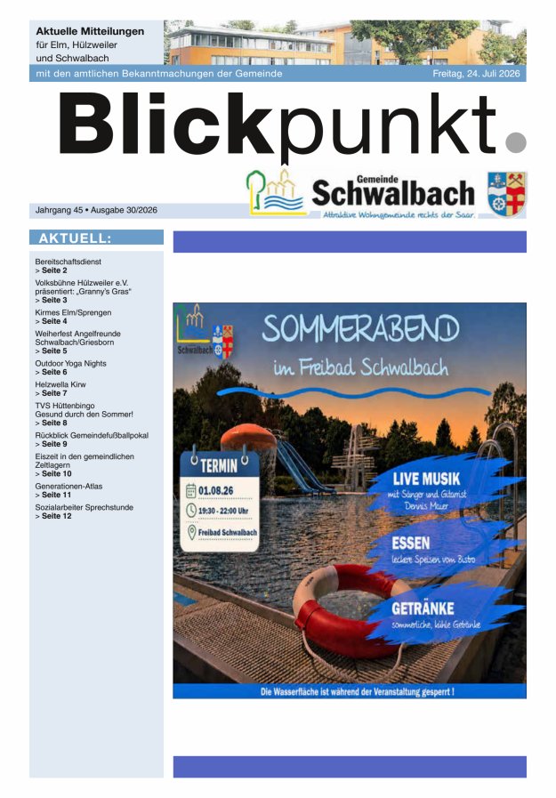 Blickpunkt Schwalbach Titelblatt 30/2026