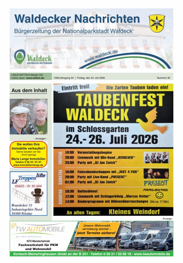 Waldecker Nachrichten Titelblatt 30/2026