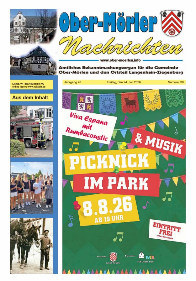 Ober-Mörler Nachrichten Titelblatt 30/2026