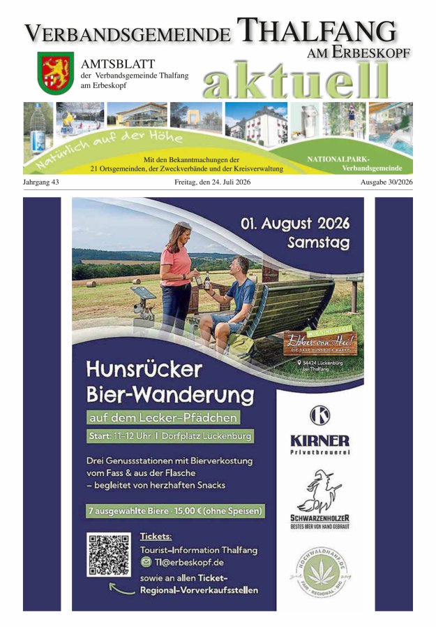 Thalfang aktuell - Amtsblatt VG Thalfang Titelblatt 30/2026