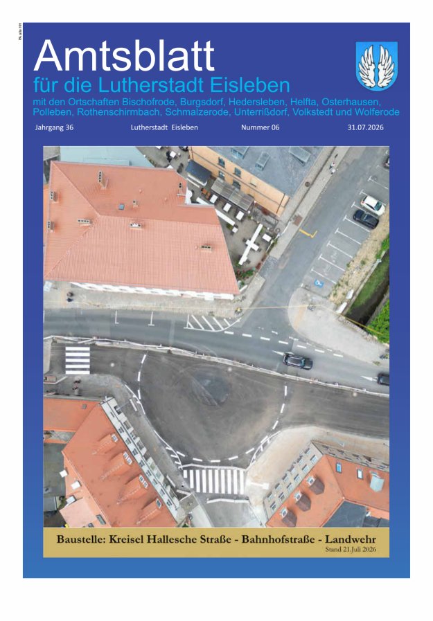 Amtsblatt Lutherstadt Eisleben – Amtliches Mitteilungsblatt der Lutherstadt Eisleben Titelblatt 06/2026