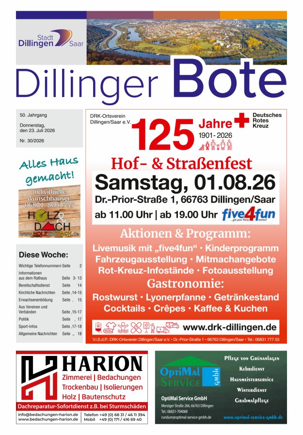 Dillinger Bote Titelblatt 30/2026