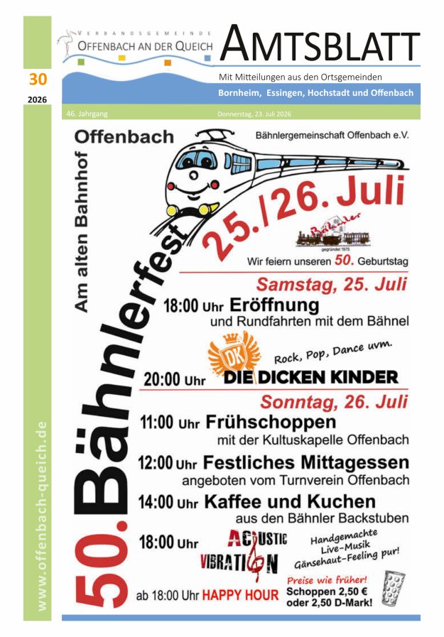 Amtsblatt VG Offenbach an der Queich Titelblatt 30/2026