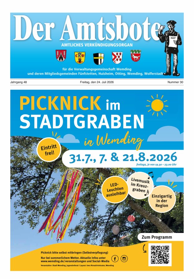 Der Amtsbote - Wemding Verwaltungsgemeinschaft Titelblatt 30/2026
