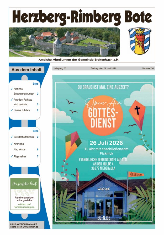 Herzberg-Rimberg Bote Titelblatt 30/2026