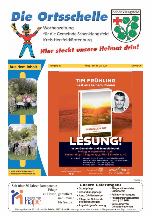 Die Ortsschelle Titelblatt 30/2026
