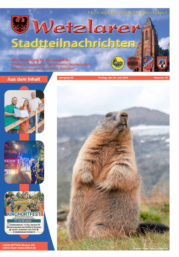 Wetzlarer Stadtteilnachrichten Titelblatt 30/2026