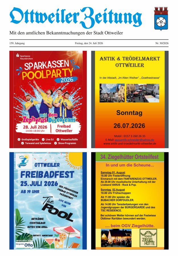Ottweiler Zeitung Titelblatt 30/2026