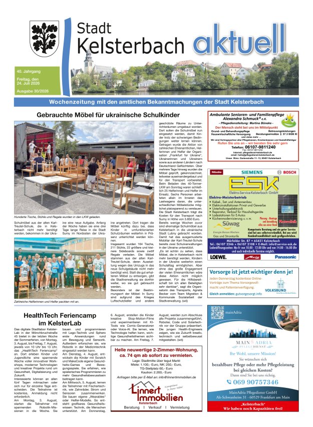 Kelsterbach aktuell Titelblatt 30/2026