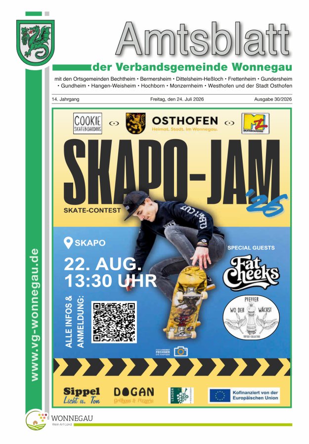 Amtsblatt VG Wonnegau Titelblatt 30/2026