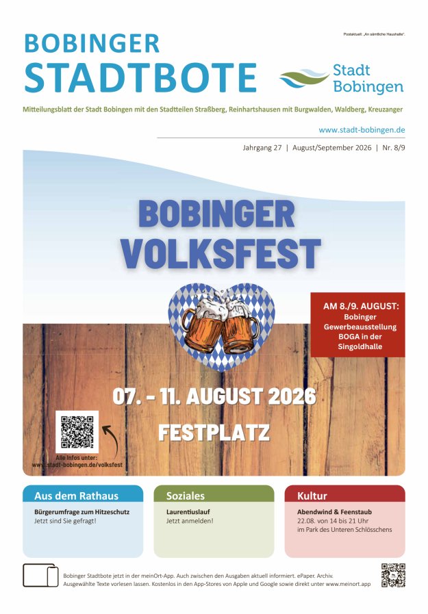 Bobinger Stadtbote Titelblatt 08/2026