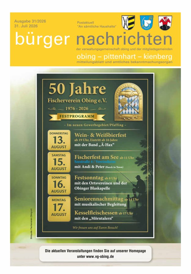 Bürger Nachrichten Obing Pittenhart Kienberg Titelblatt 31/2026